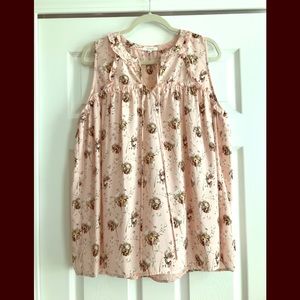 Sleeveless Blush Flower Blouse